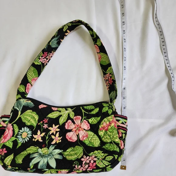 Vera bradley purse green floral on black - Picture 5 of 13